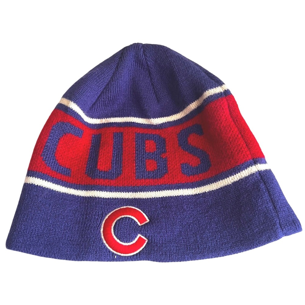 Fan Favorite MLB Chicago Cubs Knit Beanie Hat Blue Red White One Size NEW